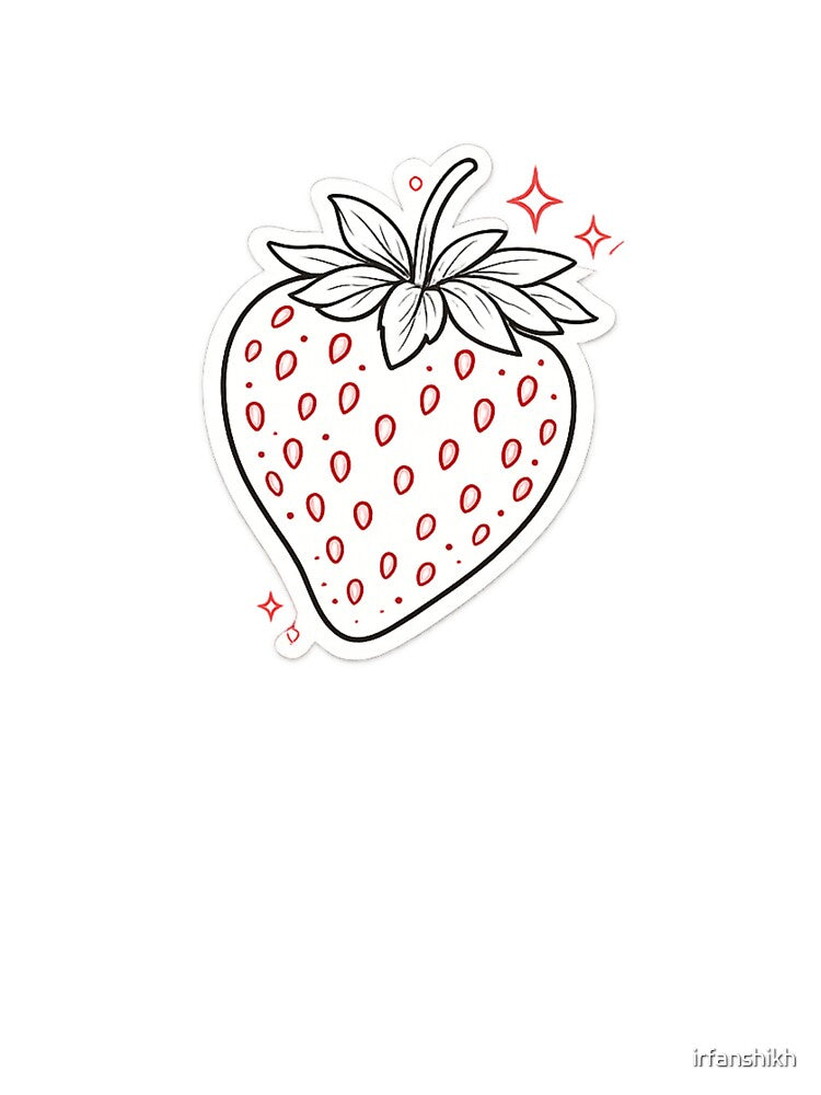Minimalist Strawberry Line Art Sparkle – Clean Simple Fruit Drawing | Strawberry Aesthetic Gift by irfanshikh