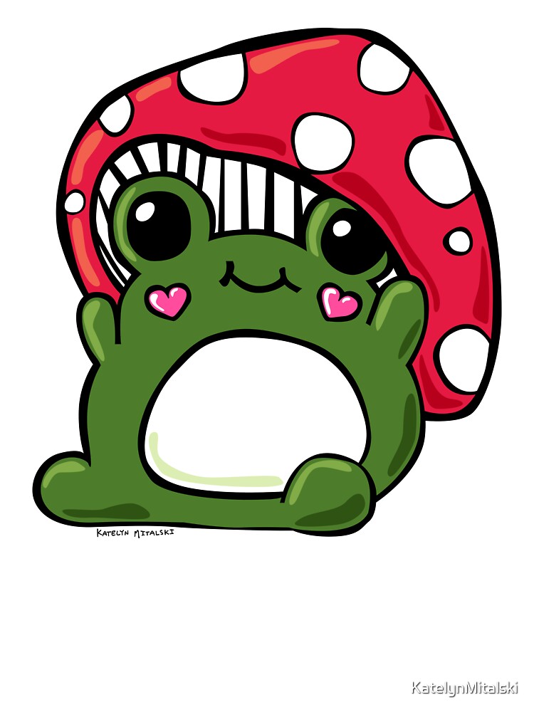 Kawaii Mushroom Frog – Cute Cottagecore Forest Friend by KatelynMitalski