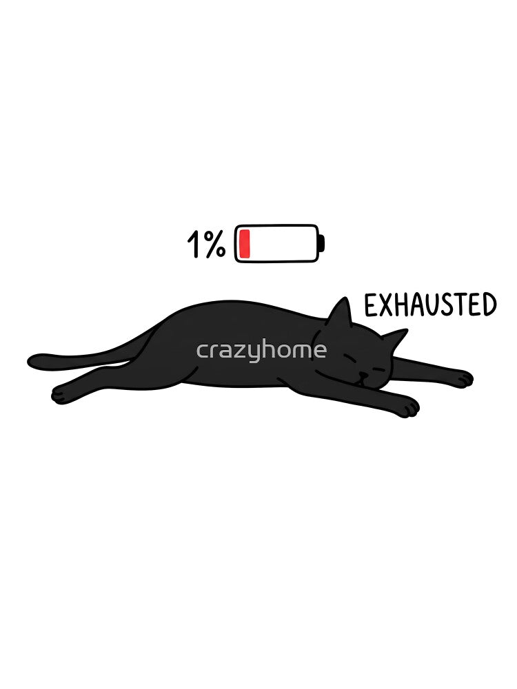 Social Battery 1% Cat Funny Introvert Low Energy Meme Sticker by crazyhome