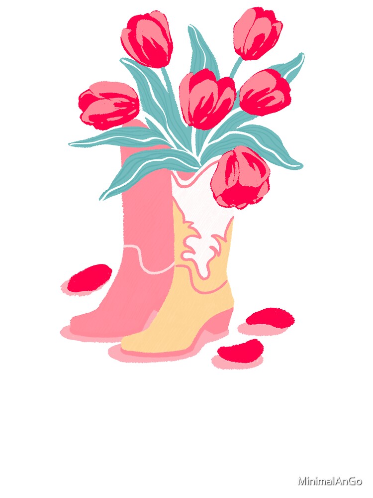 Copy of Pink Cowboy Boots With Tulips Cute Western Aesthetic (pink background) by MinimalAnGo