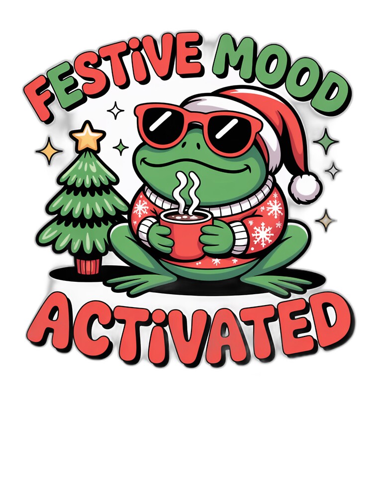 Festive Mood Activated Frog Sticker – Funny Christmas Frog Meme ?? by Stickers Verse