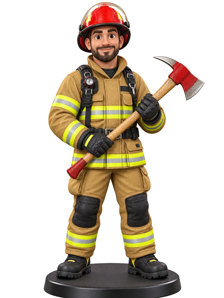 Professional Male Firefighter 3D Cartoon Character by libanmax