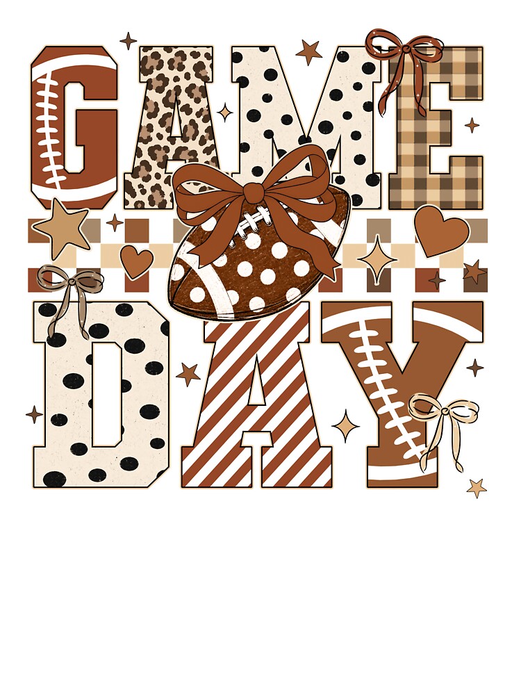 Game Day Football Bow Leopard Checkered Sports by varin-studio