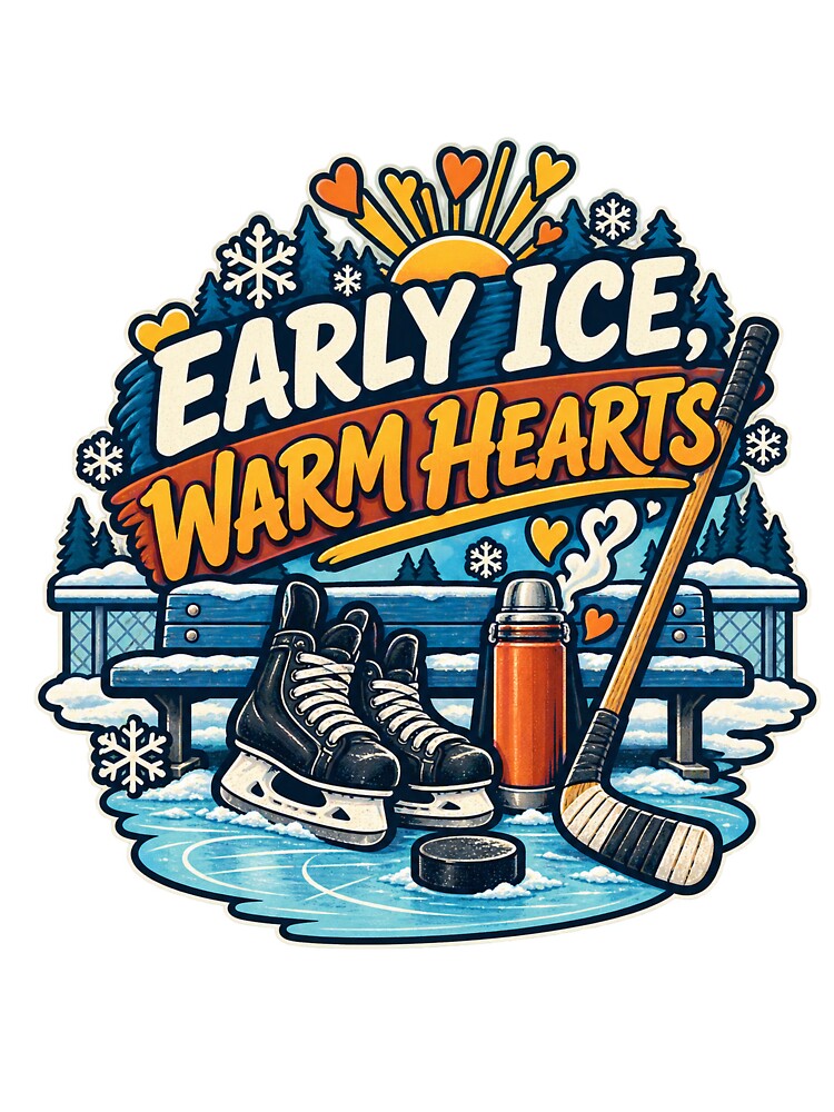 Early Ice Warm Hearts Hockey Family Art by CheerfulNest