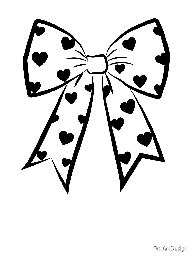 Black Ribbon with Tiny Hearts – Cute Coquette Bow, Girly Romantic Aesthetic Design by PnrArtDesign