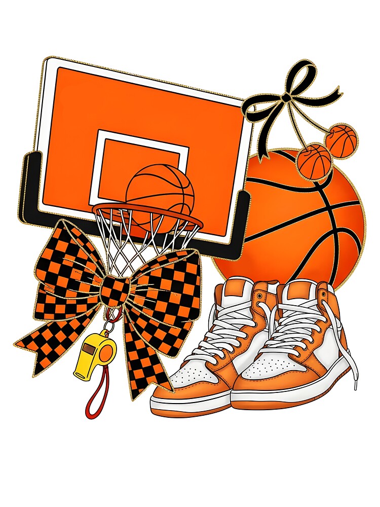 Preppy Basketball Coquette Bow Checkered Basketball by KroghDs