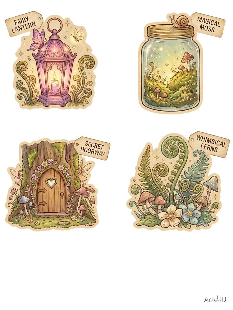 FOREST FAIRY CORE COTTAGE FERN WHIMSICAL STICKER PACK by Arts4U