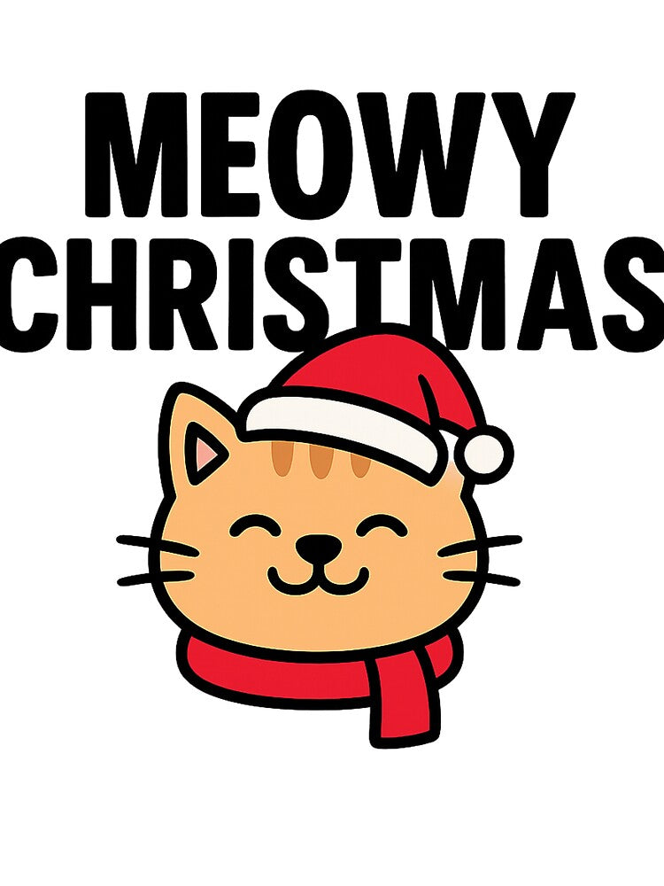 Meowy Christmas | Cute Cat in Santa Hat | Funny Holiday Pet Lover Design by StyleLap