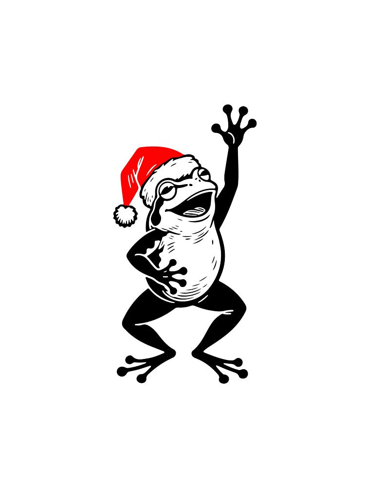 Festive Frog with Santa Hat Silhouette | Christmas Cheer Minimalist Art by JollyCritters