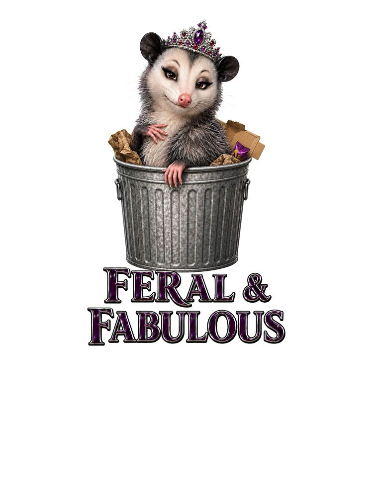 Feral and Fabulous Glamorous Opossum in a Trash Can by RoPrincess