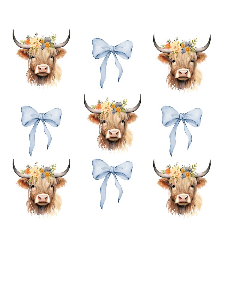 Blue Coquette Cow Shirt | Highland Cow Shirt | Farm Tee | Girly Western Tee | Cute Cow Tee | Women's Graphic Tshirt by saltwater-grace