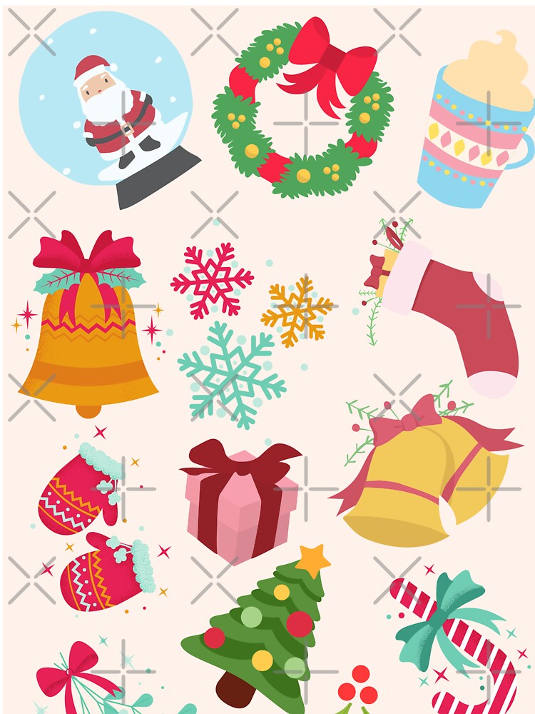 Cute Christmas Pattern | Santa, Jingle Bells, Gift, Candy Cane by Moodyandmellow