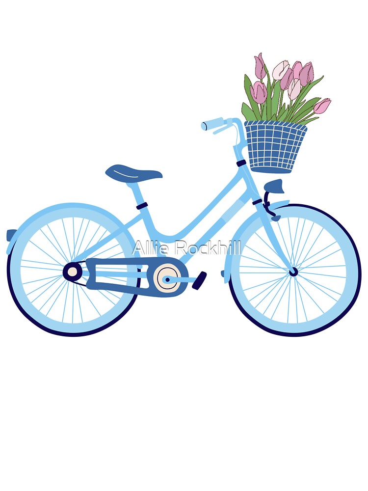 Blue bicycle with tulips by Allie Rockhill