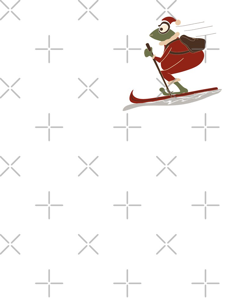 Festive Santa Frog with Backpack – Whimsical Christmas Design by Clara Fruggeri
