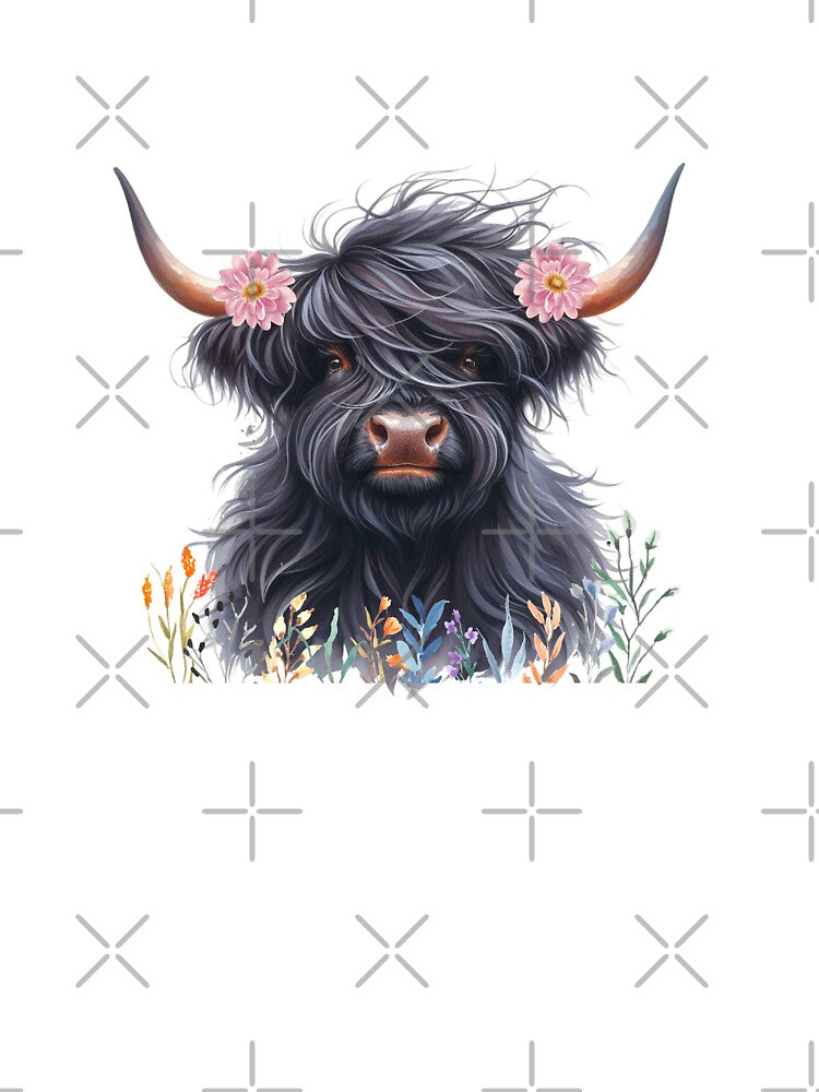 Watercolor Black Highland Cow by TheAnimalZ00
