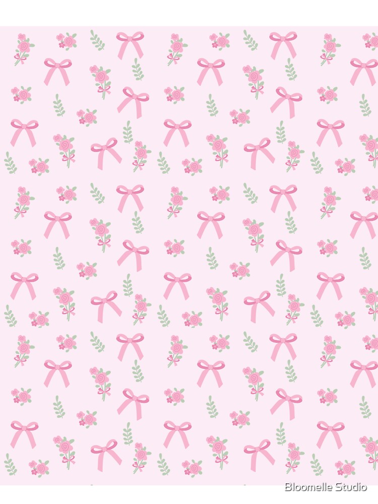 Coquette Pink Bow Floral Seamless Pattern by Bloomelle Studio