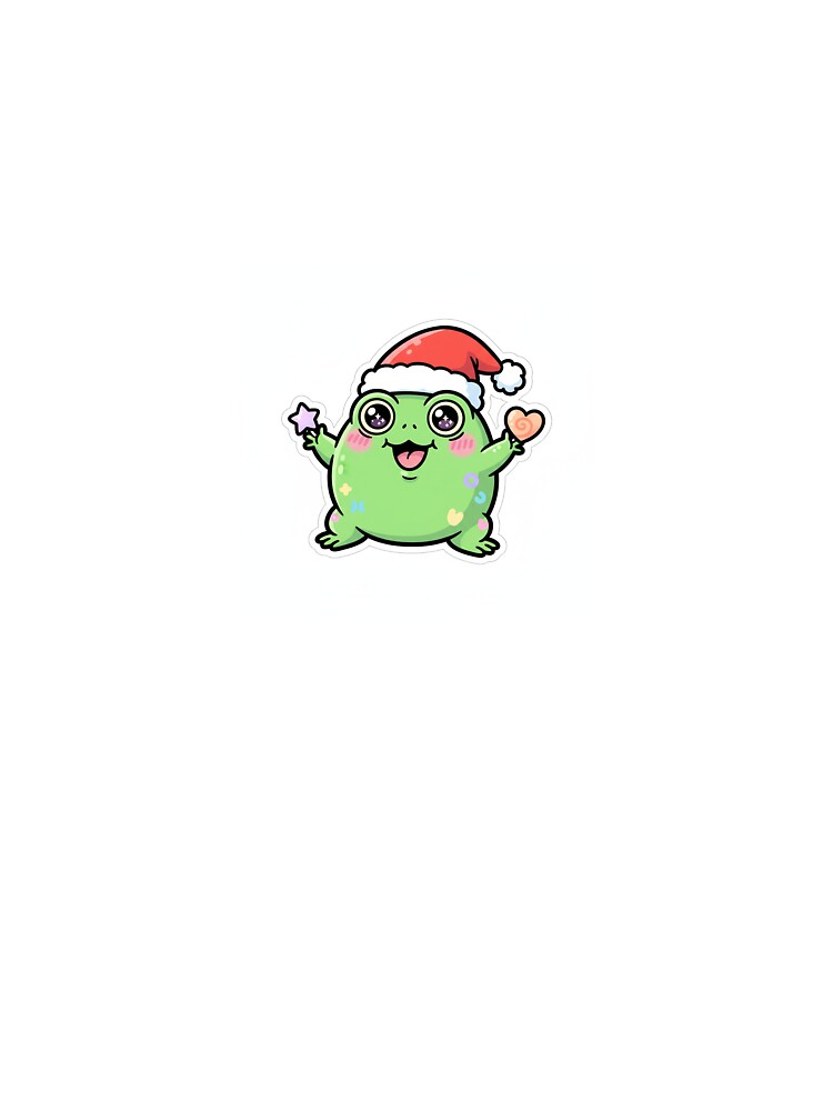 Christmas Kawaii Frog Sticker Cute Meme Frog With Santa Hat by mayatA-rt