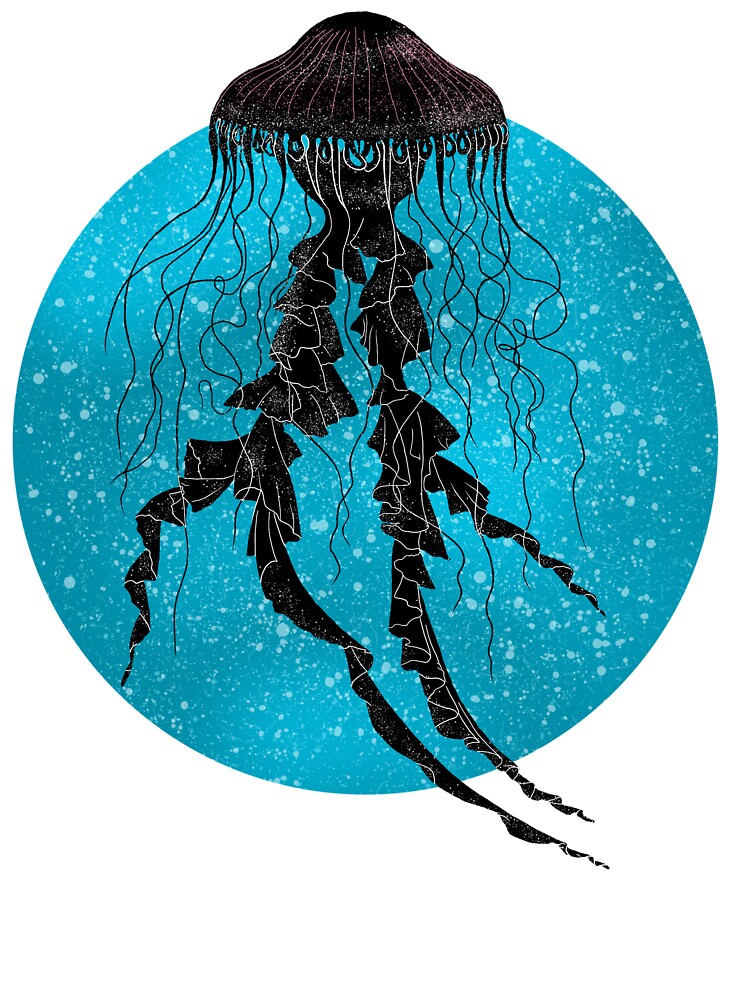 Jellyfish with Blue Background by Autumn Dillabough