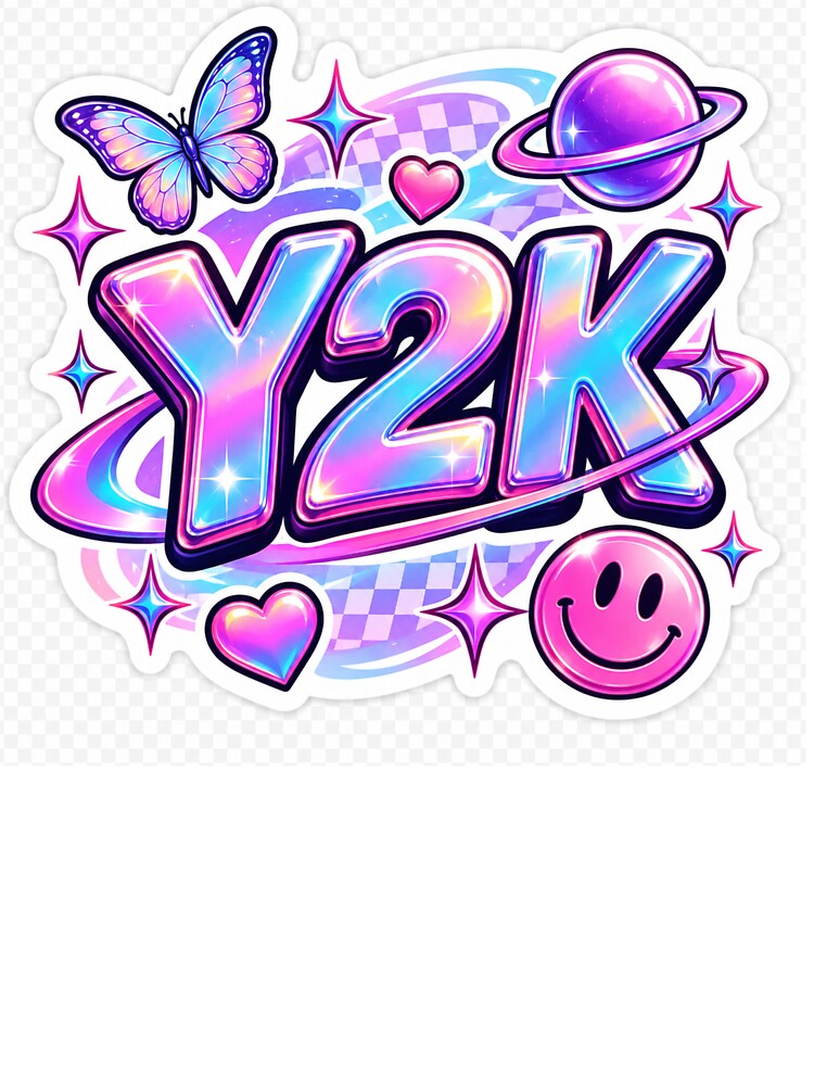 Y2K Aesthetic Chrome Retro 2000s Holographic Cute Vaporwave Design by MR4me