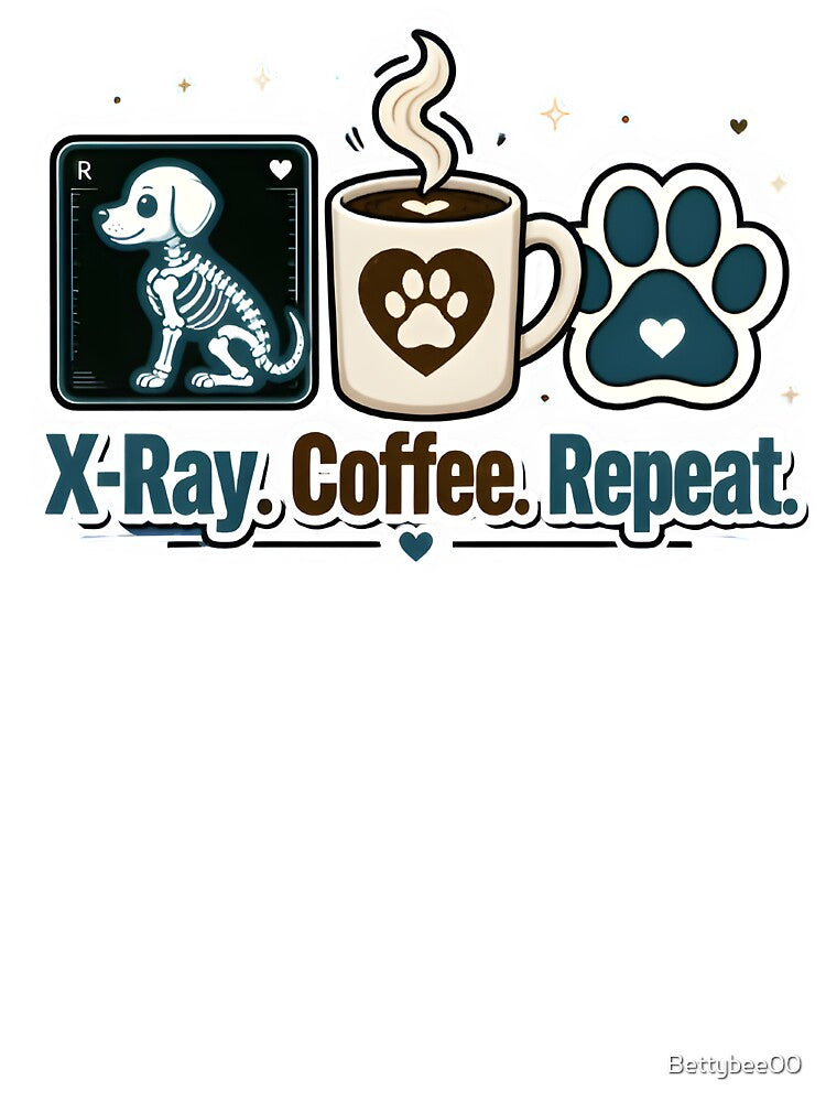 X-Ray. Coffee. Repeat. | Funny Veterinary Radiology Gift for Vet Techs by Bettybee00