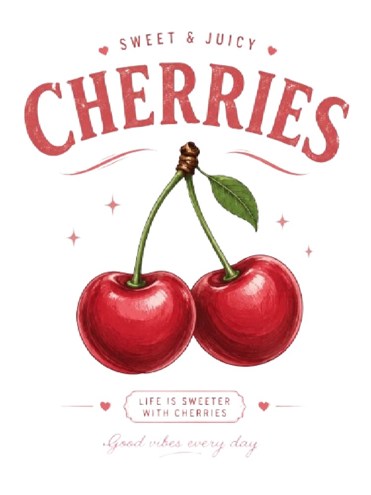 Sweet Cherries Coquette Bow Pink Vintage Cherry Aesthetic Cute by AveniaOficial