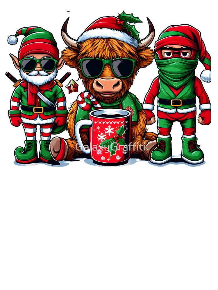Christmas Highland Cow - Perfect christmas gift by GalaxyGraffiti