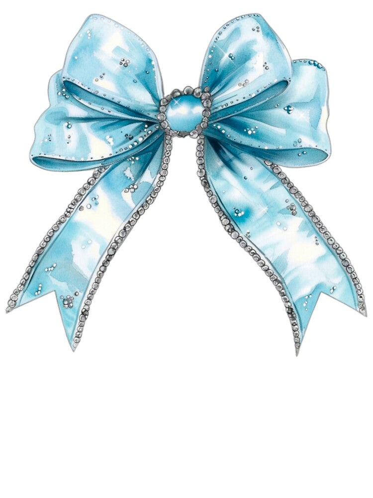 Blue Coquette Bow With Rhinestones Girly Silk Bow Design by AshandAnna