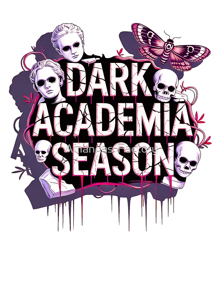 Dark Academia Season Gothic Skull Moth Design by Amanda's Factory