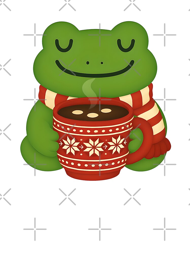 Cute Frog with Hot Chocolate – Cozy Winter Christmas Animal Gift for Frog Lovers by SkyTastic