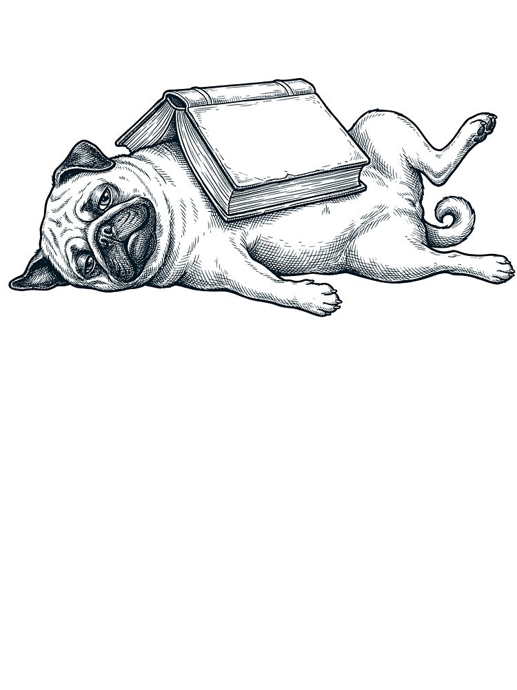 Funny Pug Reading Book Nap Dog Lover by DoodleTortle