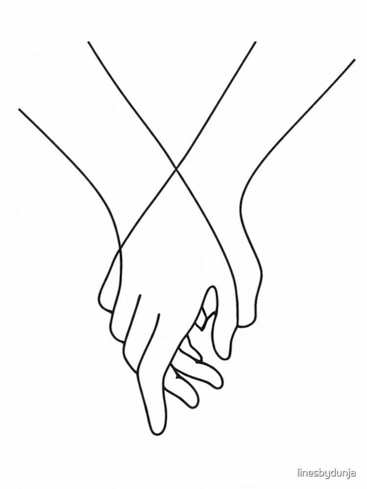 Minimalist Valentine Holding Hands Line Art by linesbydunja