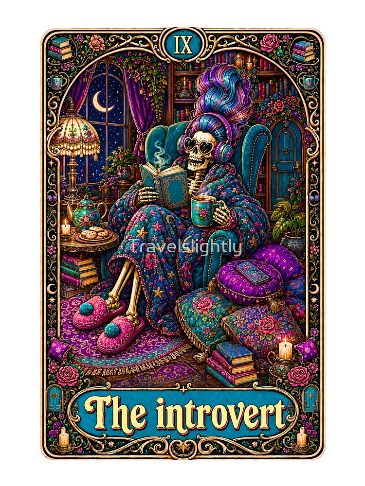 Funny Tarot Skeleton - The Introvert by Travelslightly
