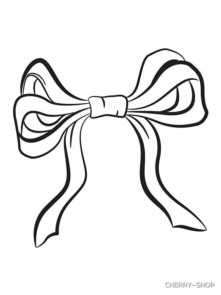 Elegant coquette Bow Ribbon Line Art Illustration, Hand Drawn Outline by CHERRY--SHOP