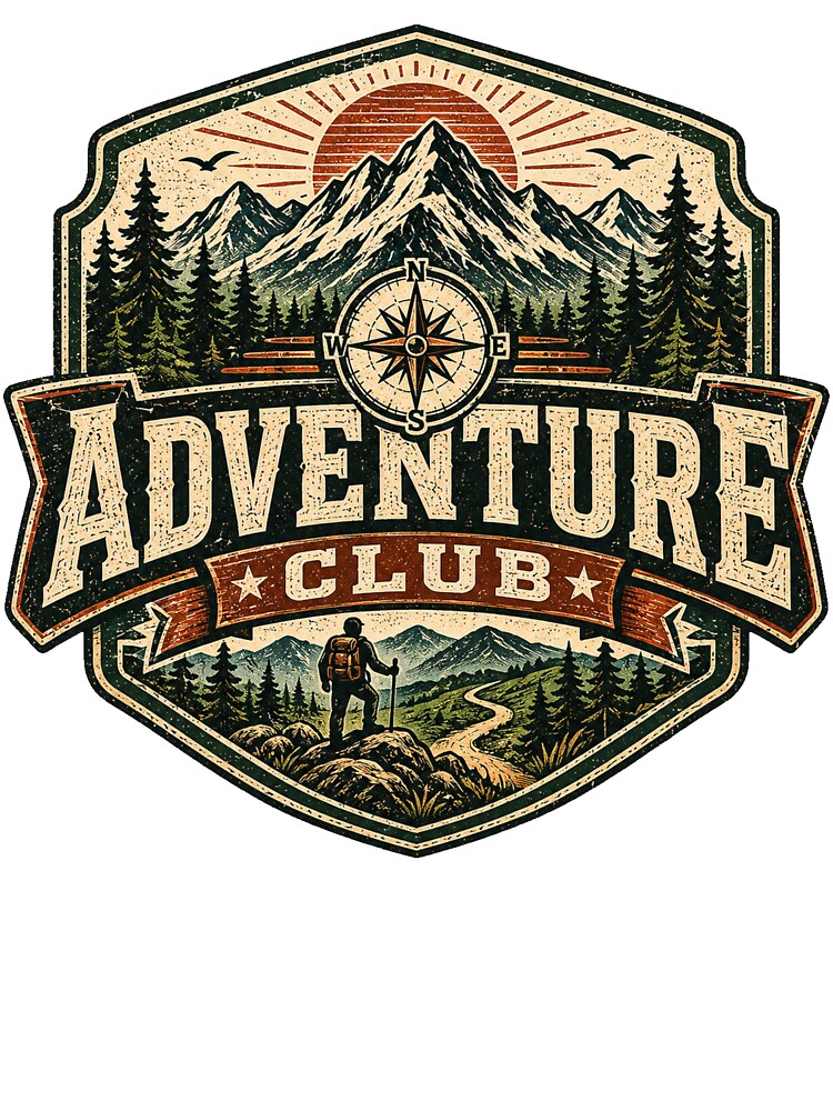 Adventure Club Mountain Hiking Vintage Outdoor Explorer Design by RobertArt08