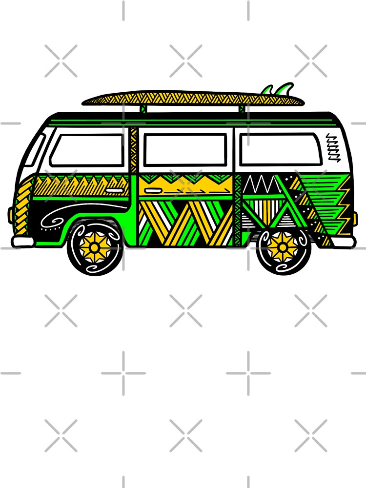Green Tribal Van with Surfboard by Steeb757