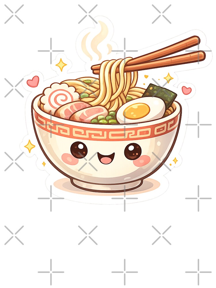 Cute Kawaii Ramen Bowl Sticker – Adorable Japanese Noodle Cartoon Design by Dasts Cart