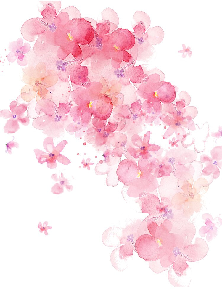 pink watercolor blossom floral design by introvertarts