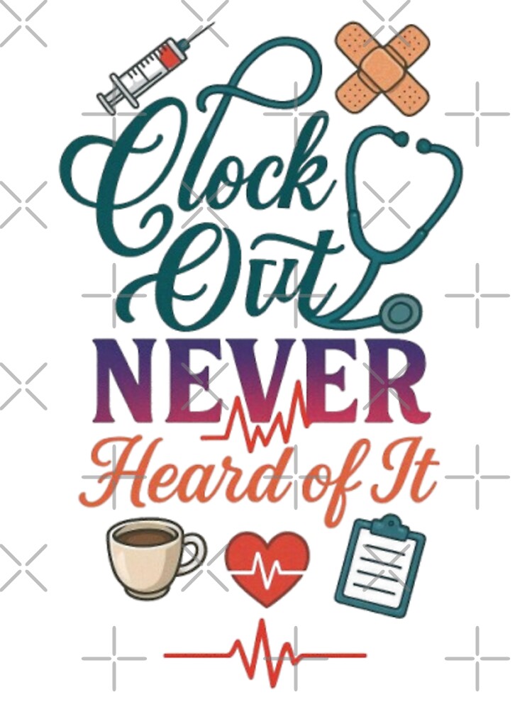 Clock Out Never Heard Of It Funny Nurse Healthcare Worker Gift Tshirt by HopeAndHustle