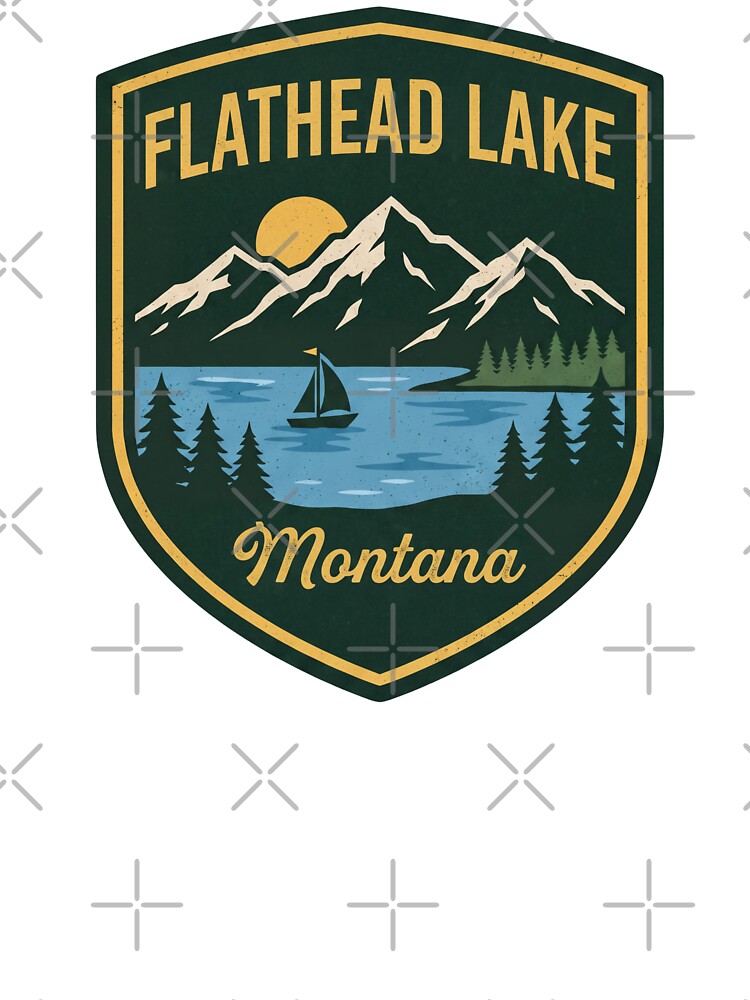 Flathead Lake Montana Badge Style Souvenir by Milasneeze