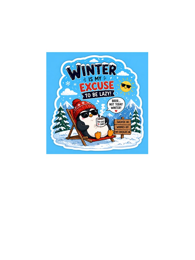 Funny Winter Sticker | Winter Is My Excuse To Be Lazy | Cute Penguin Aesthetic Design by Ishratparween11