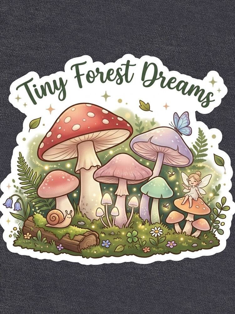 Tiny Forest Dreams Mushroom Sticker | Cute Cottagecore Aesthetic Fairy Mushrooms | Whimsical Nature Art by Velmora Studio