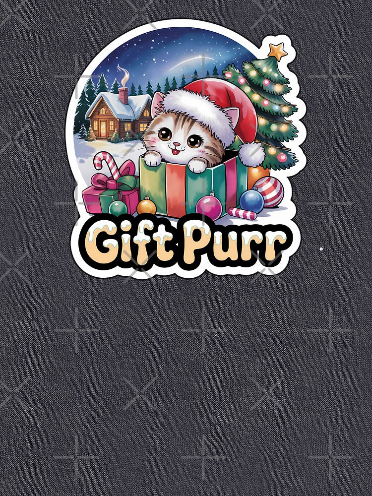 Christmas Cat Gift Box – Cute Kitty in Santa Hat Holiday Sticker Gift Purr by Nuist25