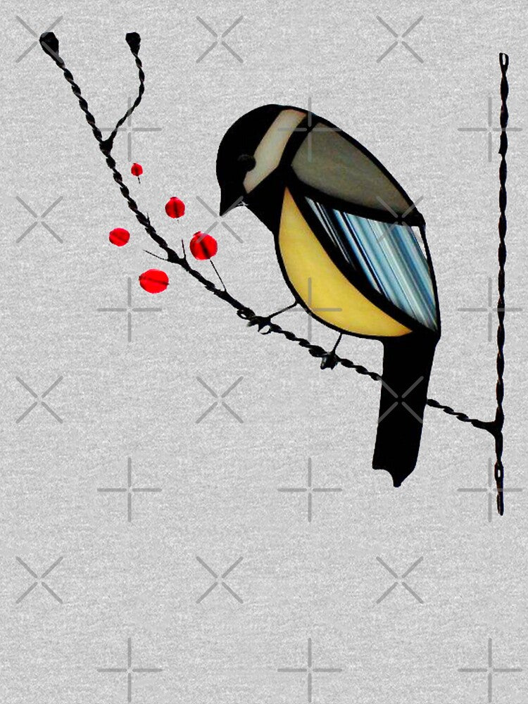 STAINED GLASS WINDOW DESIGN CHICKADEE by THE AMERICAN TEEVANGELIST