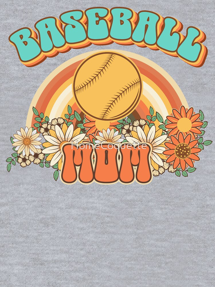 Groovy Baseball mom Retro gift for funny mother Vintage floral pattern by HomeCoquette