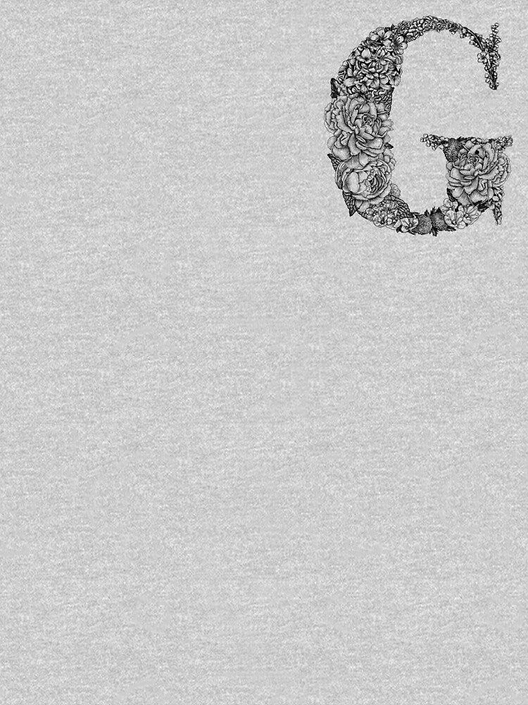 Botanical Letter G Floral Black and White by byLilyMarie