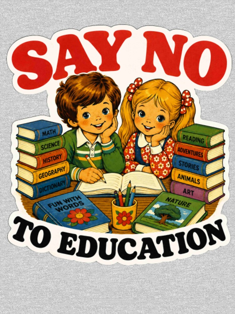 Funny Retro Say No To Education Cartoon sticker by Creativedes786