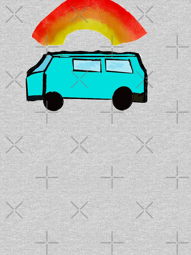 Turquoise van with rainbow by headtrackerart