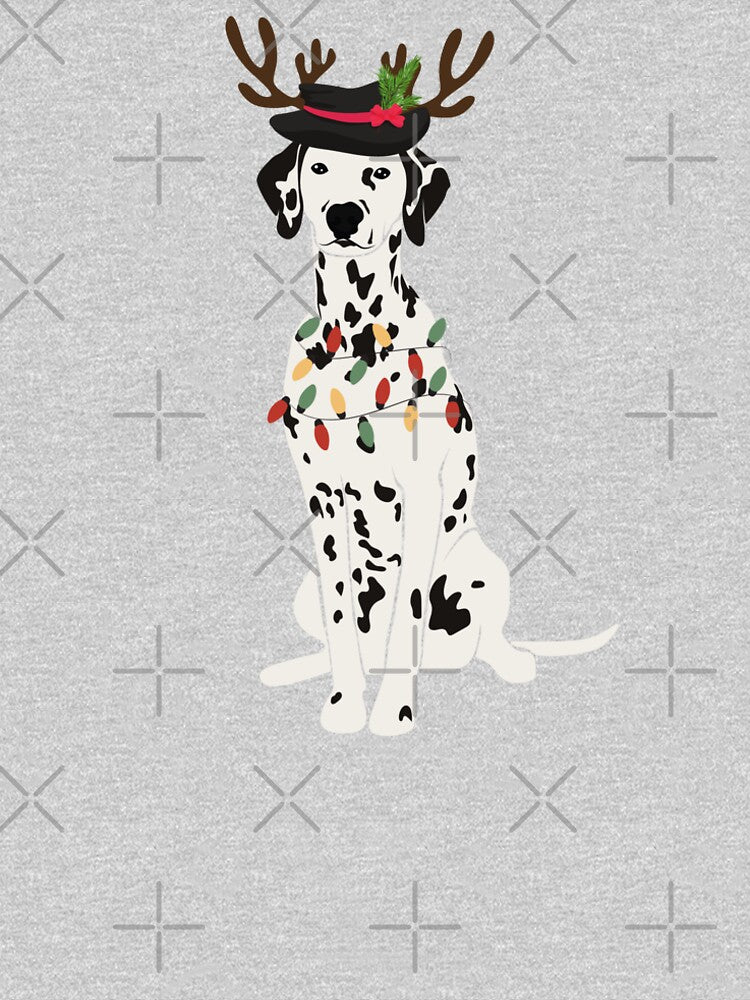 Christmas Dalmatian Dog Christmas Lights Santa by Playful Strokes pom@pom