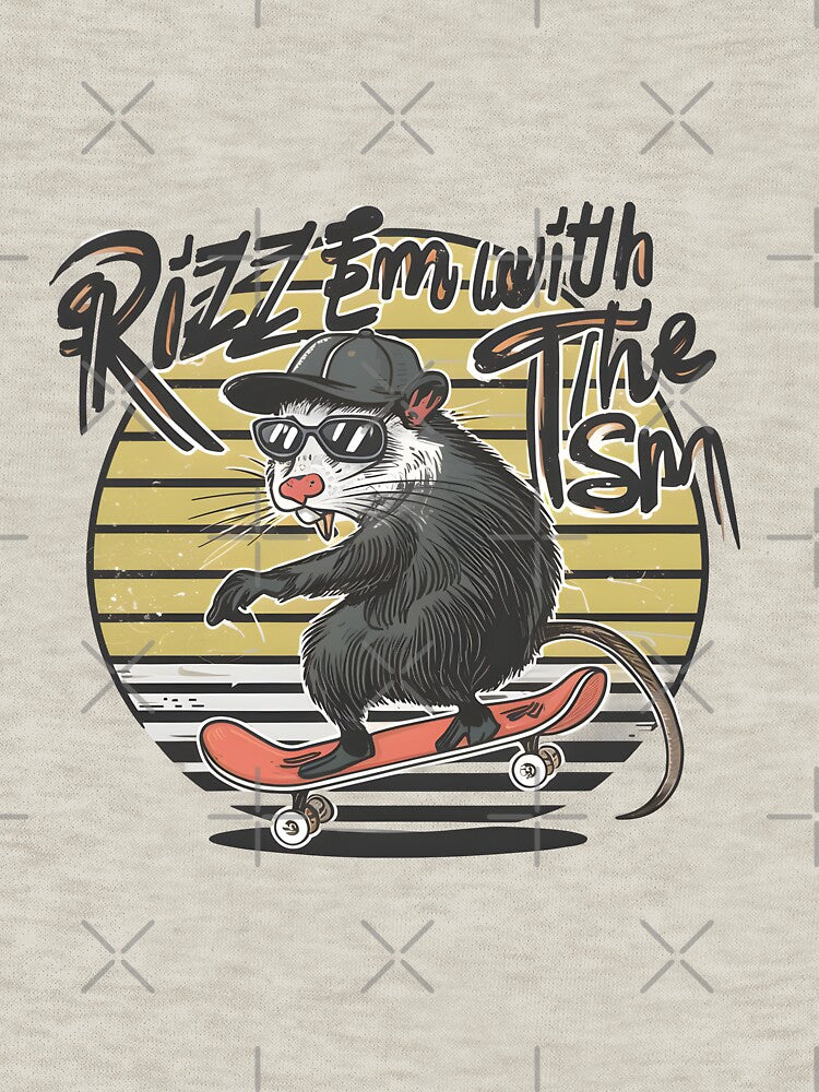 Rizz Em With The Tism Retro Vintage Opossum Meme by bluel_evin