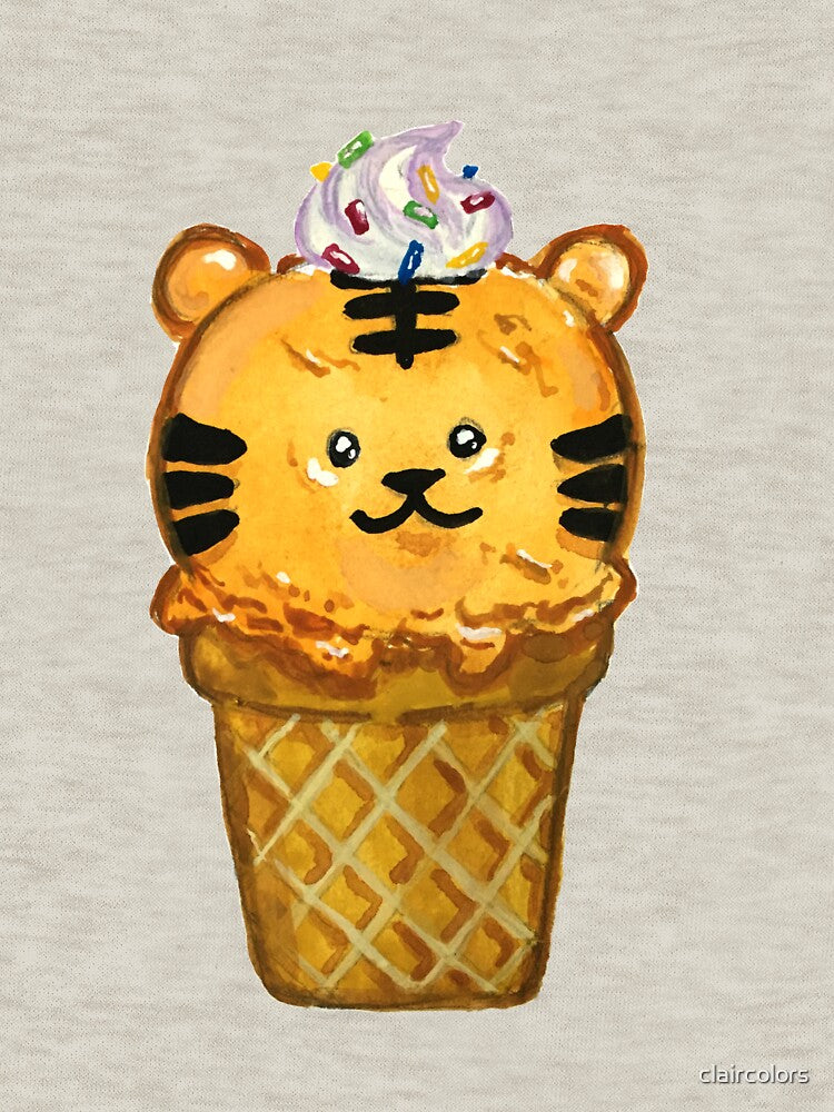 Cute Tiger Ice Cream Cone Food Illustration by claircolors